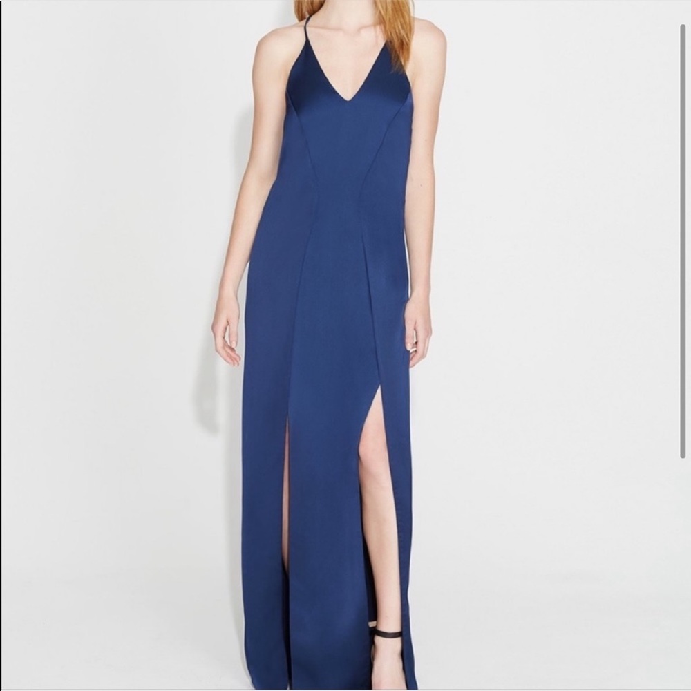 Halston Heritage Navy Slit Gown